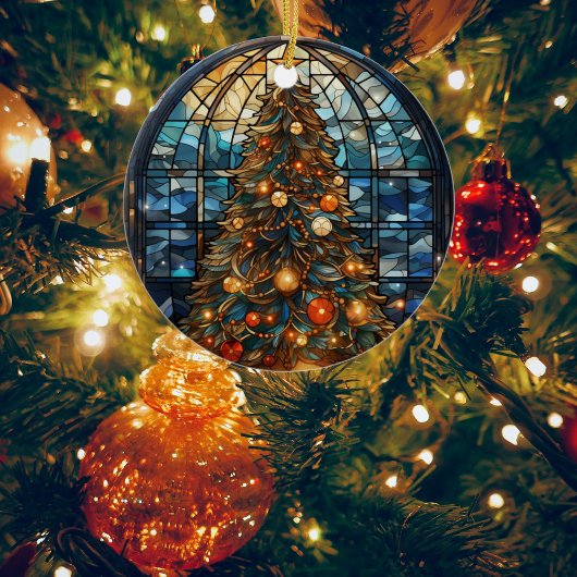 Levendig Glazen in lood kerstboom Ornament