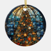 Levendig Glazen in lood kerstboom Ornament (Voorkant)