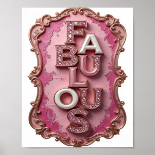Levendig Goud FABULOUS Slogan Ontwerp Poster