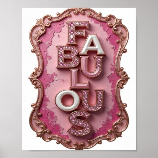Levendig Goud FABULOUS Slogan Ontwerp Poster (Voorkant)