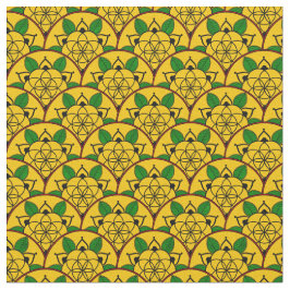 Levendig Goud Geel Circulair Afrikaans Patroon Stof