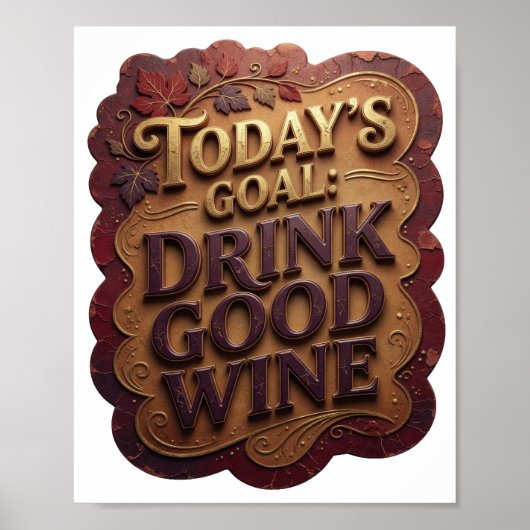 Levendig Goud HET DOEL VAN VANDAAG GOEDE WIJN DRIN Poster (Voorkant)
