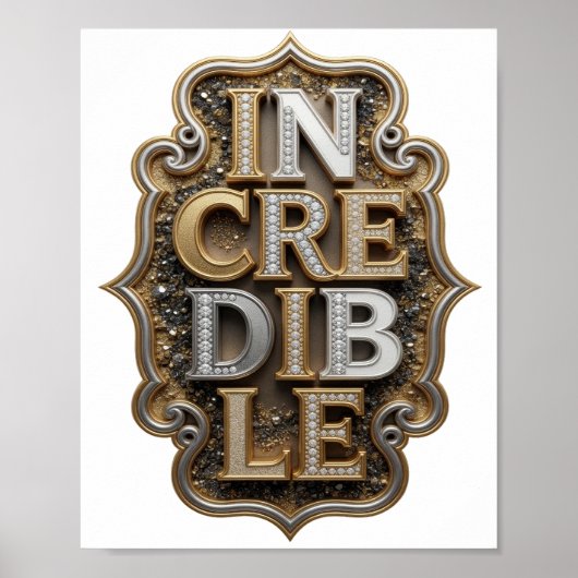 Levendig Goud INCREDIBLE Grafisch Ontwerp Poster (Voorkant)