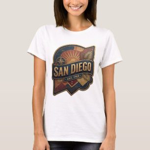 Levendig Goud SAN DIEGO EST 1769 Tekst Ontwerp T-shirt
