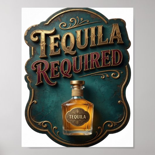 Levendig Goud TEQUILA VERPLICHT Poster (Voorkant)