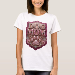 Levendig Gouden DOG MOM Artistiek Motief T-shirt