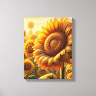 Levendig Gouden Zonnebloemen Veld Canvas Wand Kuns Afdruk
