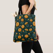 levendig goudsbloem patroon tote bag (Dichtbij)