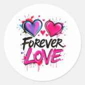 Levendig Graffiti Heart Design Ronde Sticker (Voorkant)
