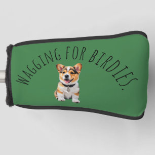 Levendig Grasgroen Corgi 'Kwispelend voor Vogeltje Golfheadcover