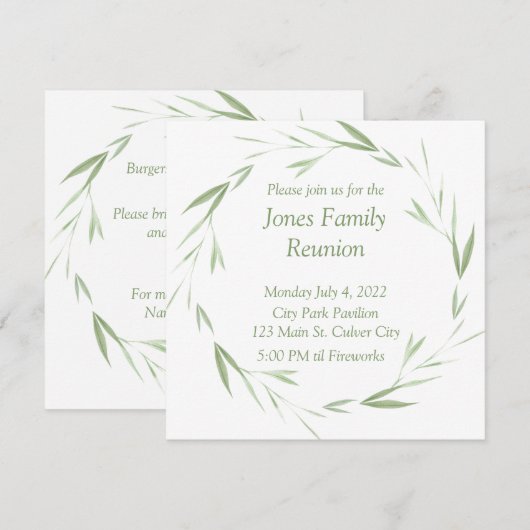 Levendig greenery gepersonaliseerde gezinsherenigi kaart (Voorkant / Achterkant)