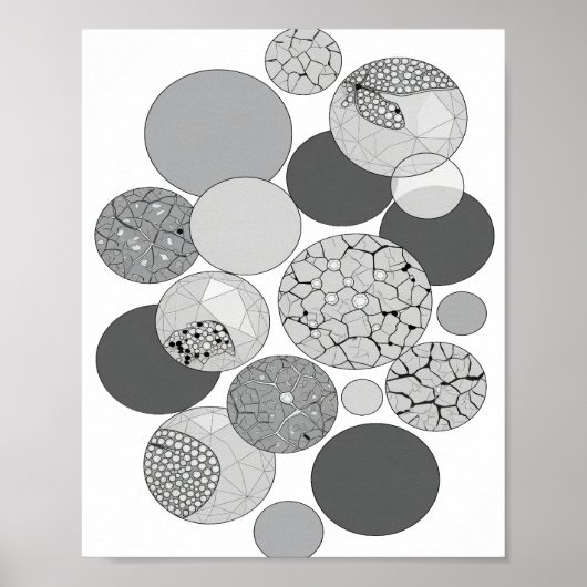Levendig grijs ABSTRACTE KUNST Modern ontwerp Poster (Voorkant)