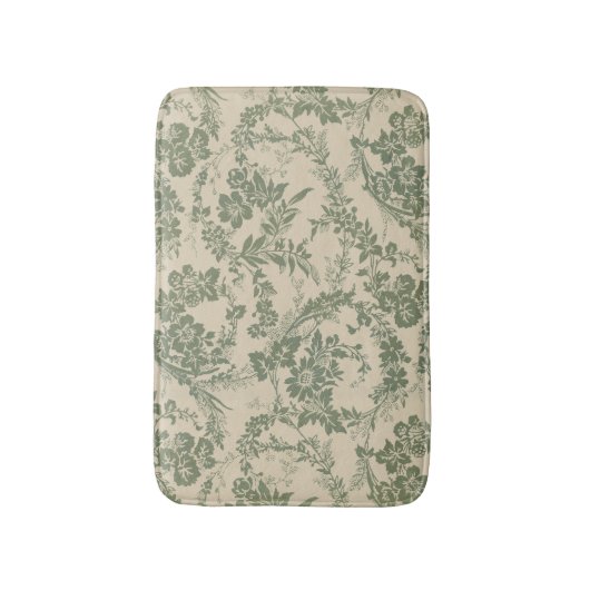 levendig groen bloemmotief badmat (Voorkant Verticaal)