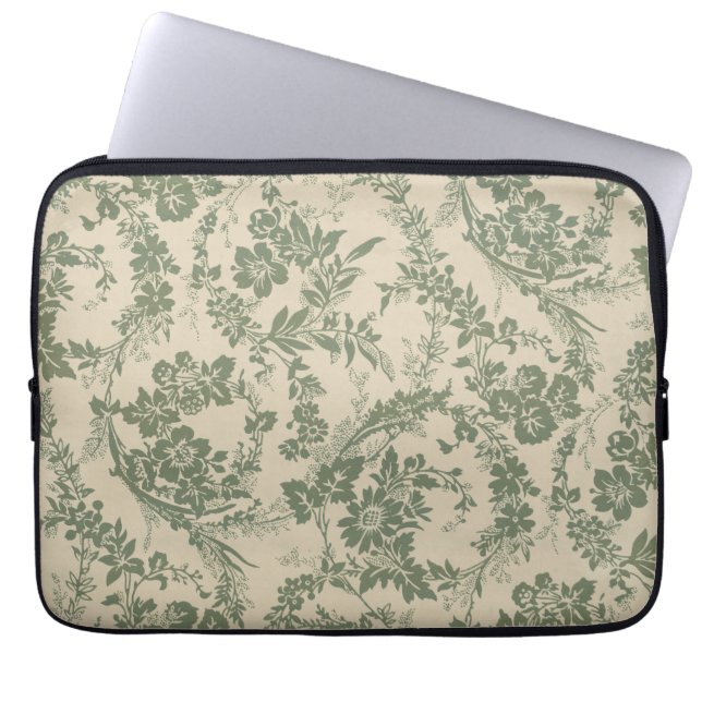  levendig groen bloemmotief laptop sleeve (Voorkant)