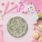  levendig groen bloemmotief papieren bordje (Feest)