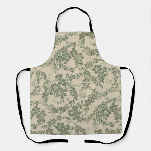  levendig groen bloemmotief schort (Voorkant)