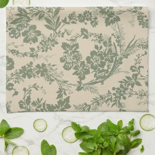  levendig groen bloemmotief theedoek (Gevouwen)