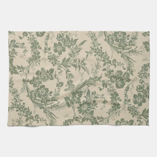  levendig groen bloemmotief theedoek (Horizontaal)