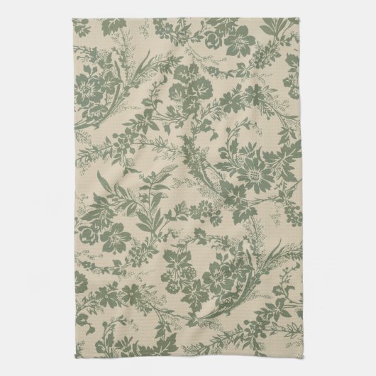 levendig groen bloemmotief theedoek (Verticaal)