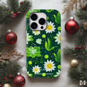 Levendig groen botanisch ontwerp met witte madelie Case-Mate iPhone case