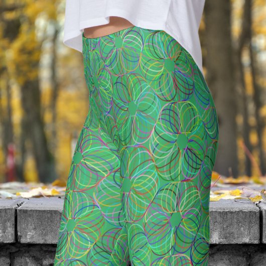 Levendig groen cyclisch chaospatroon leggings