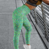 Levendig groen cyclisch chaospatroon leggings