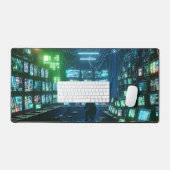 Levendig groen en blauw High-Tech Hacker's Lair Bureaumat (Keyboard & Muis)