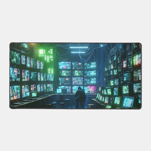 Levendig groen en blauw High-Tech Hacker's Lair Bureaumat (Voorkant)