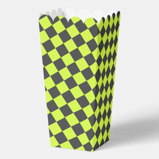 Levendig groen en grijs diamant geruit patroon bedankdoosjes (Achterkant)