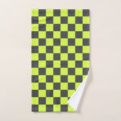 Levendig groen en grijs geruit patroon bad handdoek (Handdoek)