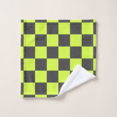 Levendig groen en grijs geruit patroon bad handdoek (Wasdoekje)