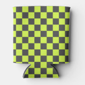 Levendig groen en grijs geruit patroon blikjeskoeler (Voorkant)