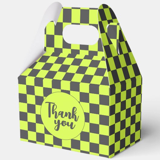 Levendig groen en grijs geruit patroon dank u bedankdoosjes (Voorkant)