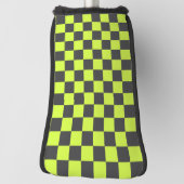 Levendig groen en grijs geruit patroon golfheadcover (Draai 90)