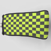 Levendig groen en grijs geruit patroon golfheadcover (Voorkant)