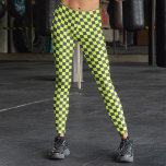 Levendig groen en grijs geruit patroon leggings<br><div class="desc">Levendige groene en grijs geruite Patroon Capri Leggings</div>