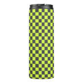 Levendig groen en grijs geruit patroon thermosbeker (Achterkant)