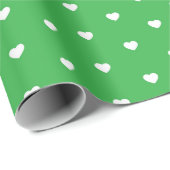 Levendig groen en wit hartpatroon cadeaupapier (Rol Hoek)