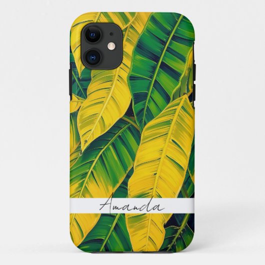 Levendig groen & geel bananenblad patroon Case-Mate iPhone case (Achterkant)
