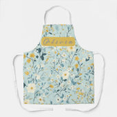 Levendig groen geel blauw witte bloemen schort (Voorkant)