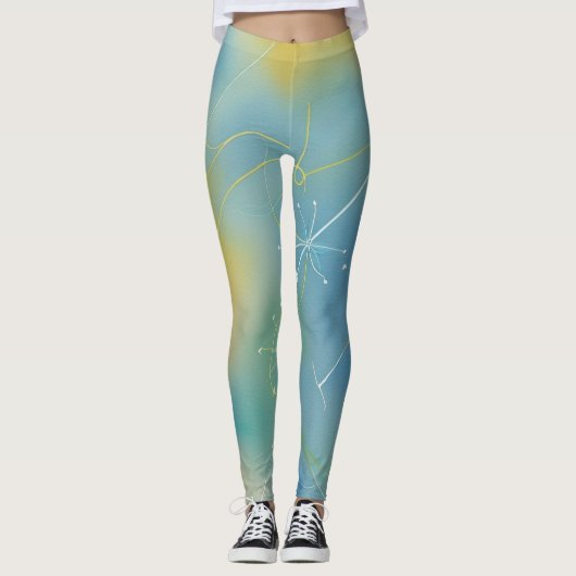Levendig Groen Geel Captivating Radiant Abstract Leggings (Voorkant)