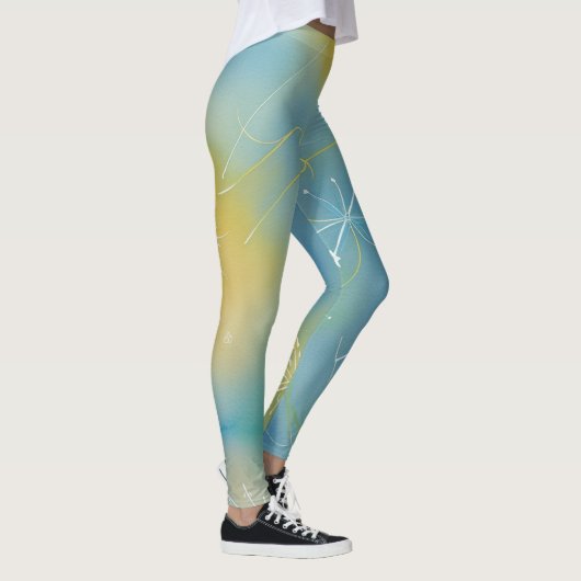 Levendig Groen Geel Captivating Radiant Abstract Leggings (Rechts)