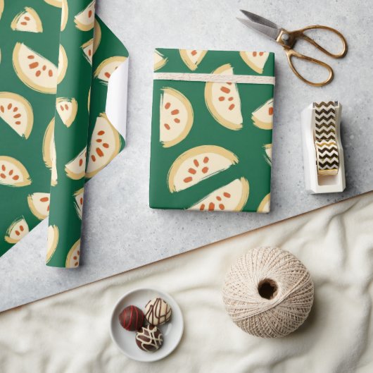 levendig groen guavefruitpatroon cadeaupapier (Crafts)
