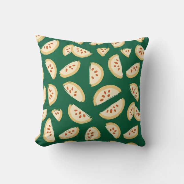 levendig groen guavefruitpatroon kussen (Voorkant)