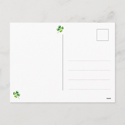 Levendig groen klavertje met vier bladeren Good Lu Feestdagenkaart (Achterkant)