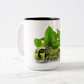 Levendig groen minimalistisch groene thee ontwerp tweekleurige koffiemok (Voorkant links)