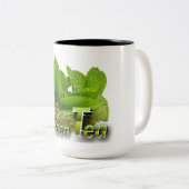 Levendig groen minimalistisch groene thee ontwerp tweekleurige koffiemok (Voorkant rechts)