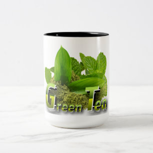 Levendig groen minimalistisch groene thee ontwerp tweekleurige koffiemok