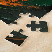 Levendig Groen Oranje Werveling Legpuzzel (Zijkant)