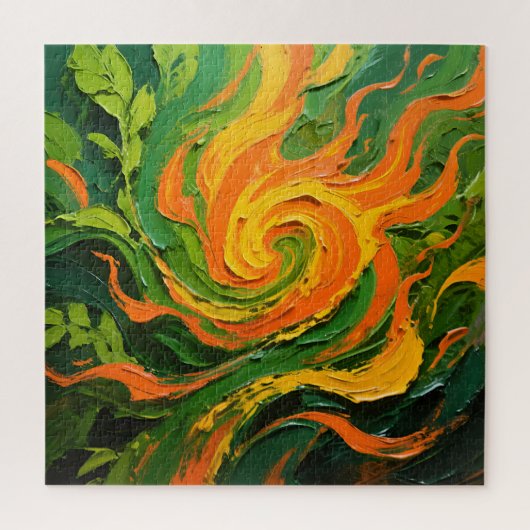 Levendig Groen Oranje Werveling Legpuzzel (Verticaal)